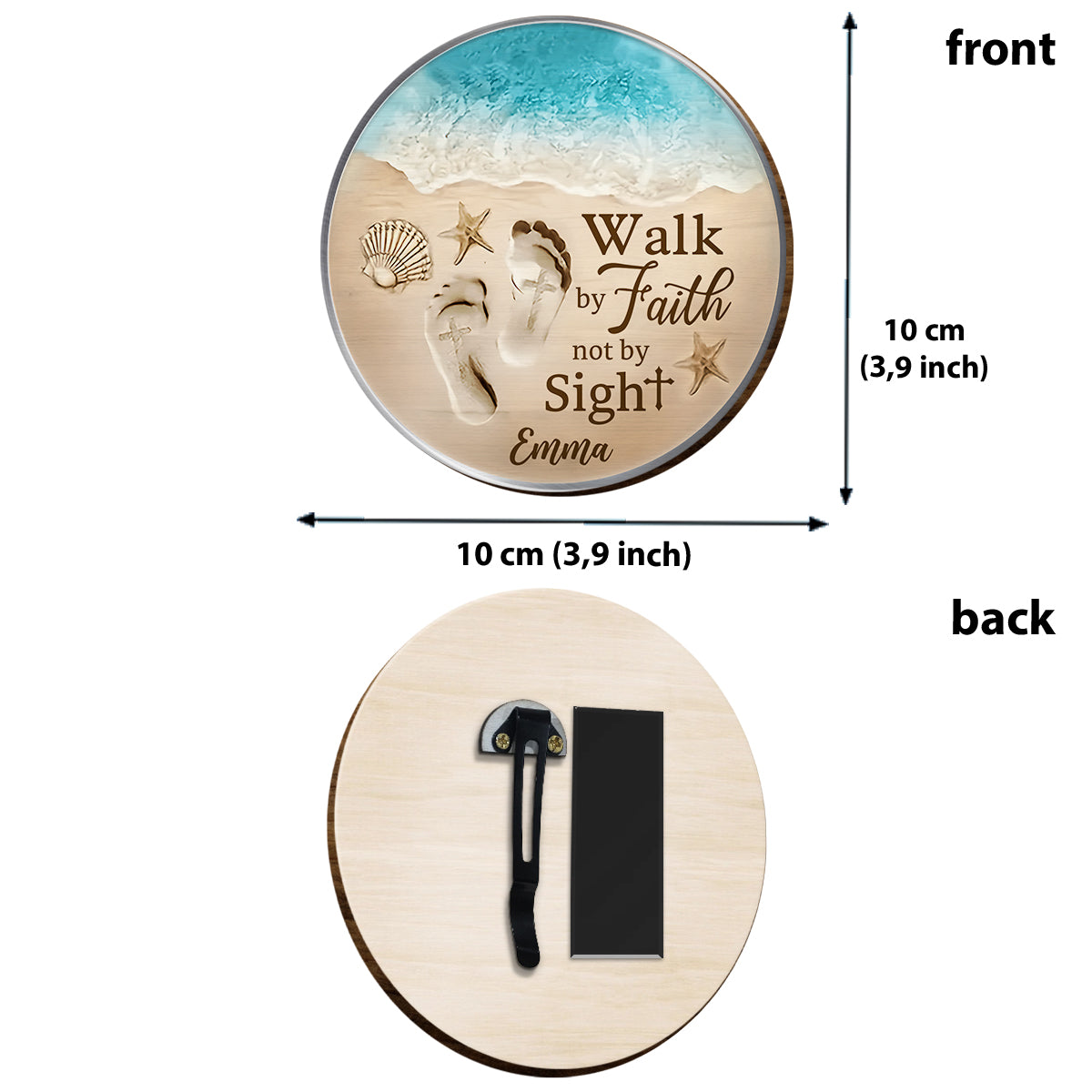 Walk By Faith Not By Sight - Personalized Christian Shaped Car Visor Clip