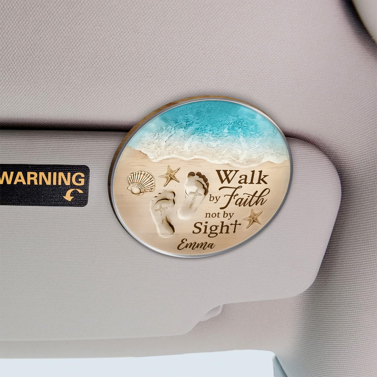 Walk By Faith Not By Sight - Personalized Christian Shaped Car Visor Clip
