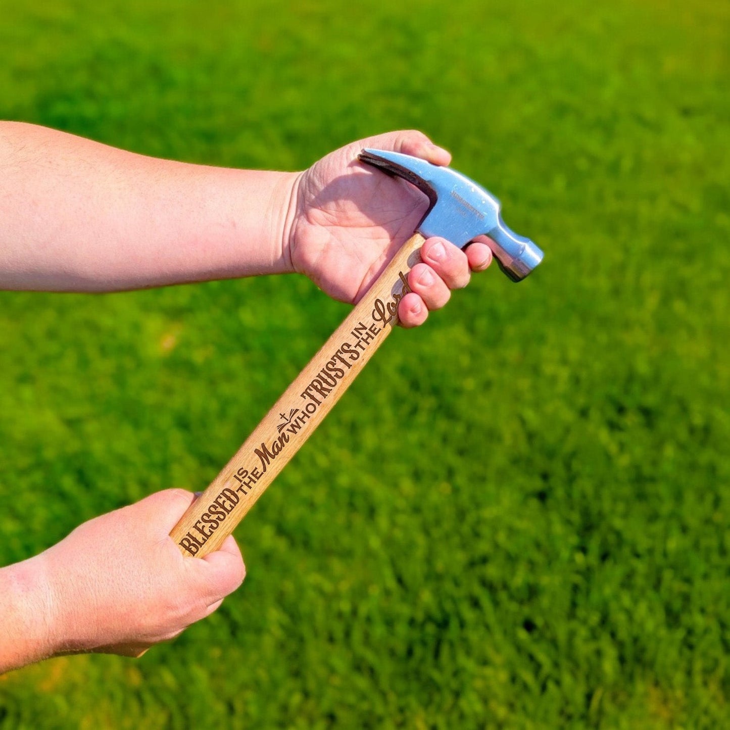 Blessed Is The Man Who Trusts In The Lord - Christian Wooden Hammer