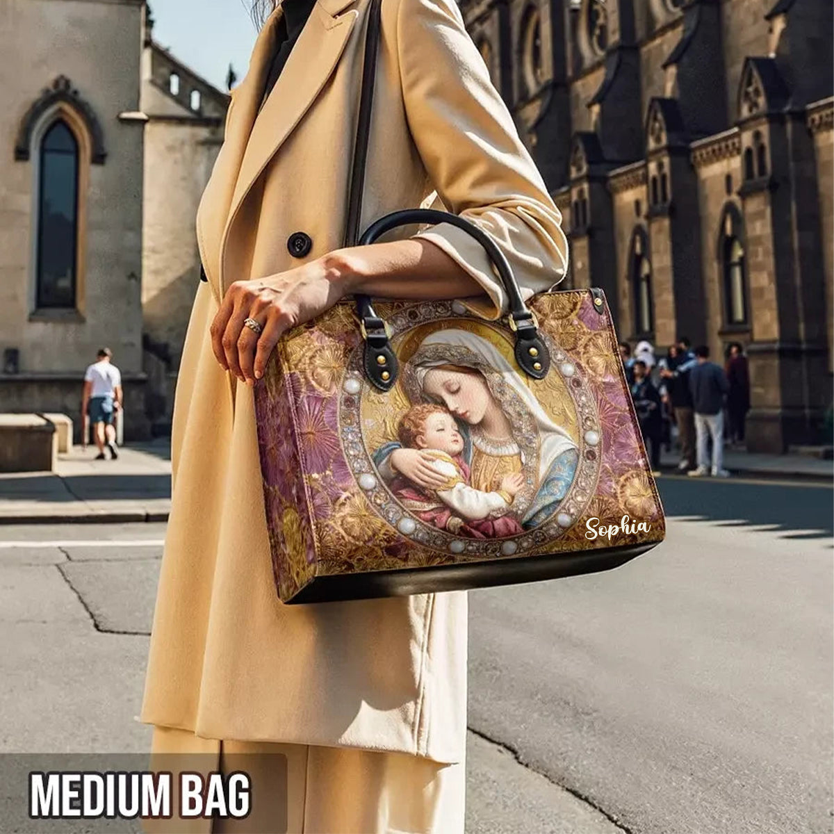 Floral Maria - Personalized Christian Leather Handbag