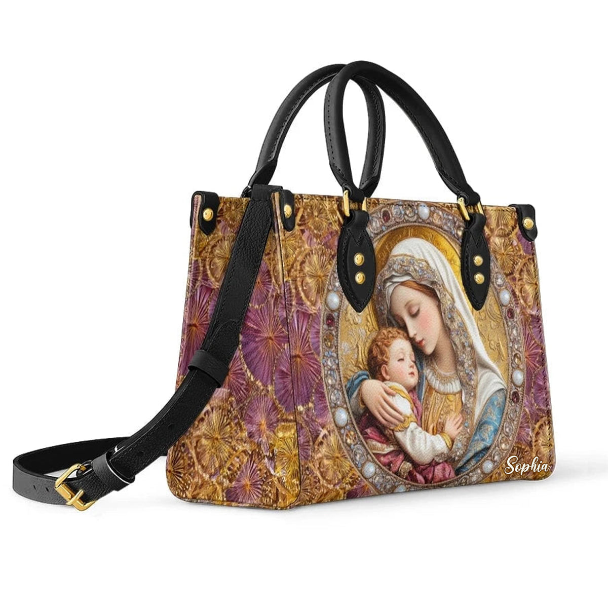 Floral Maria - Personalized Christian Leather Handbag