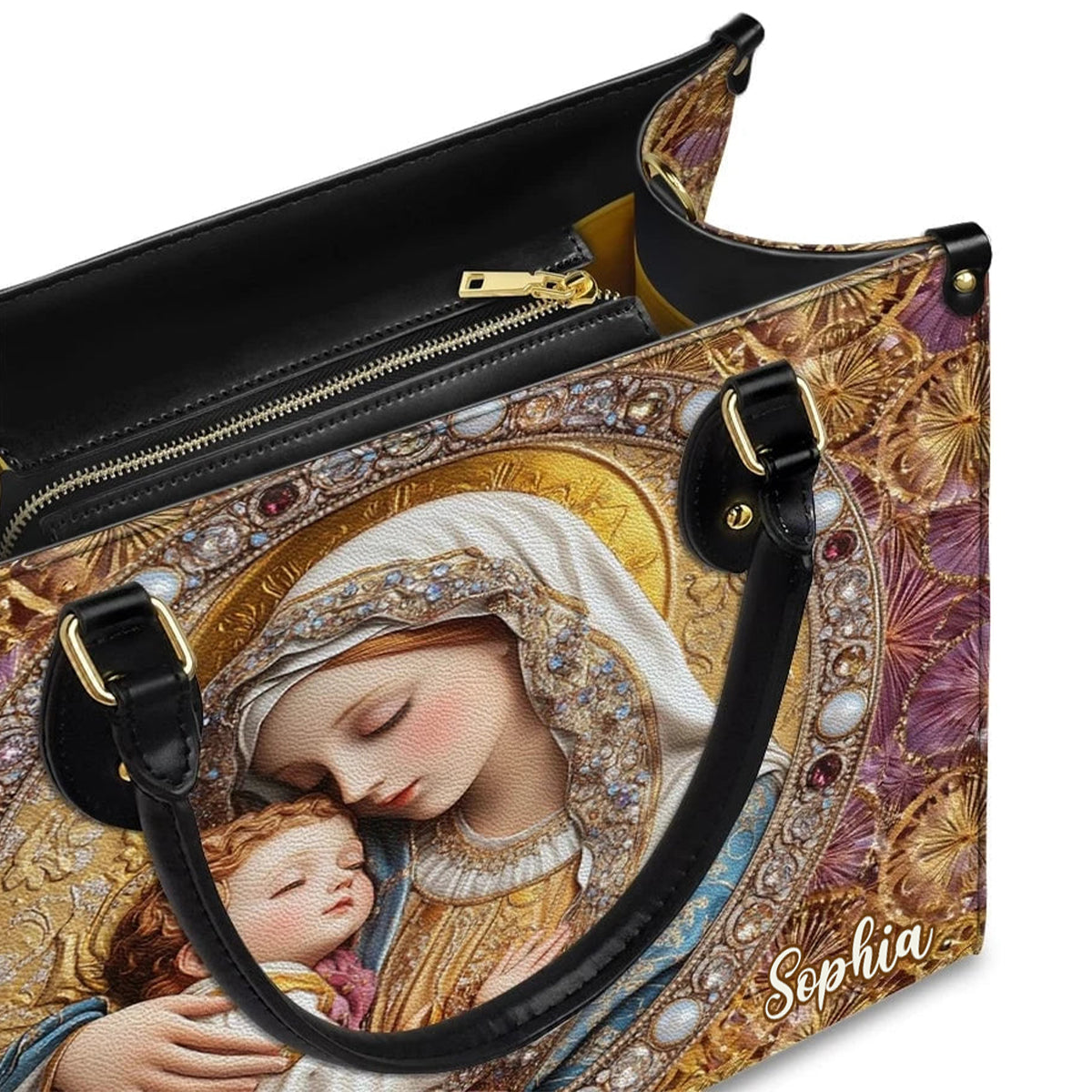 Floral Maria - Personalized Christian Leather Handbag