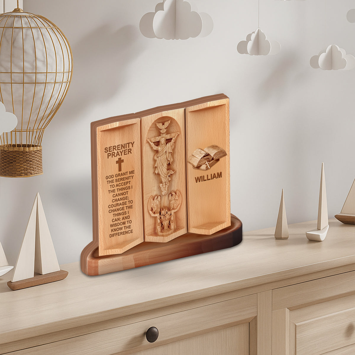 Serenity Prayer - Personalized Christian Custom Shaped Wood Plaque