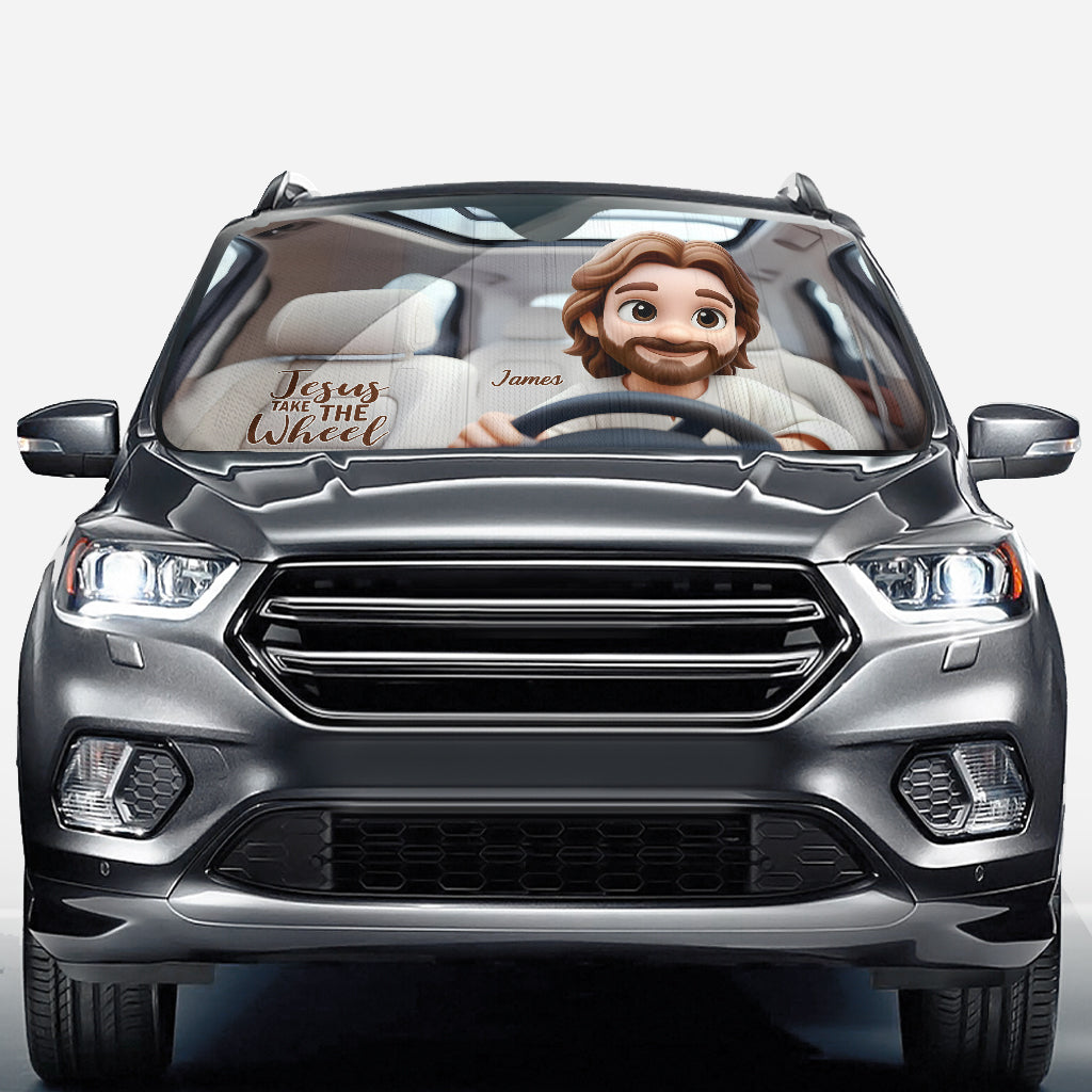 Jesus Take The Wheel - Personalized Christian Car Sunshade