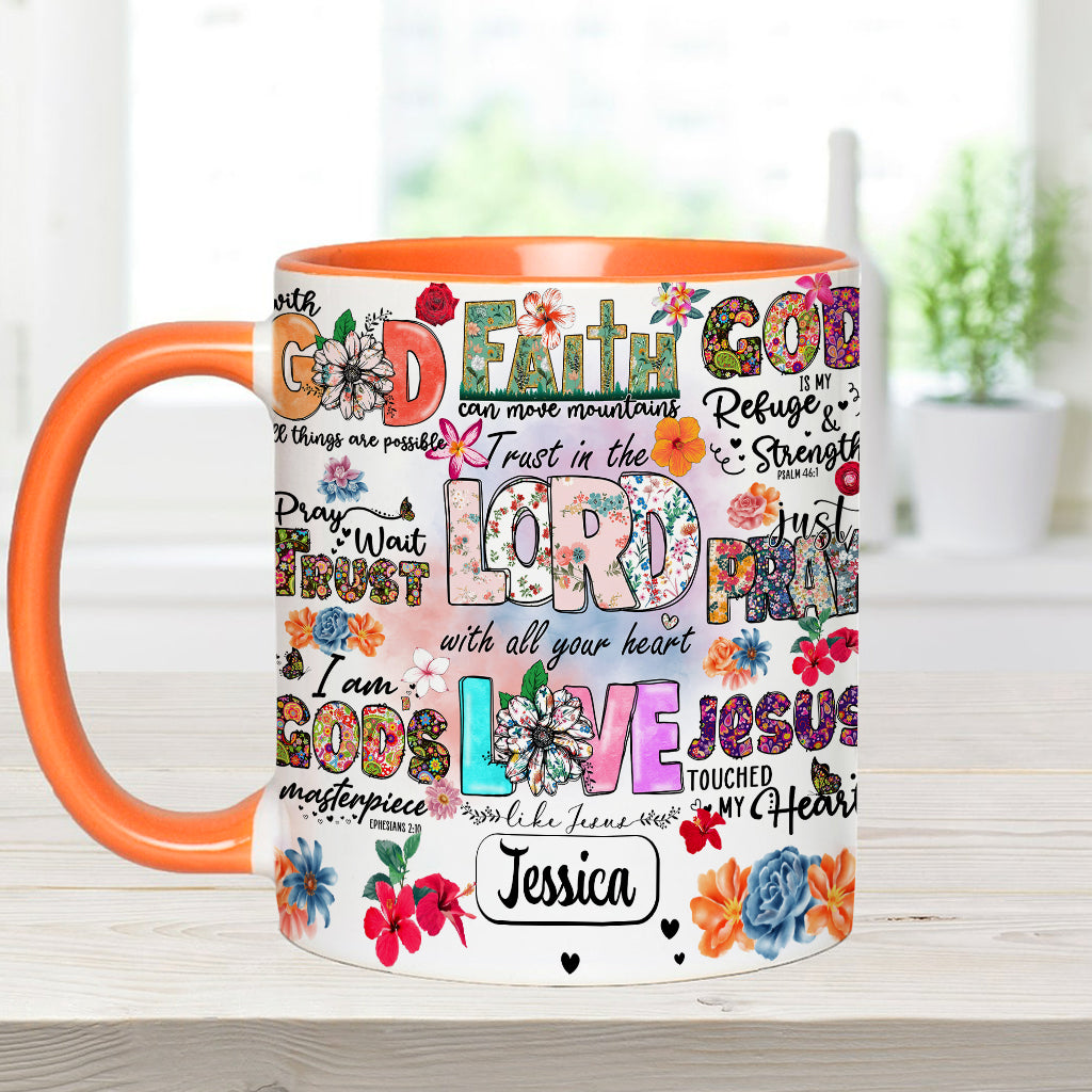 Pray Wait Trust - Personalized Christian Accent Mug