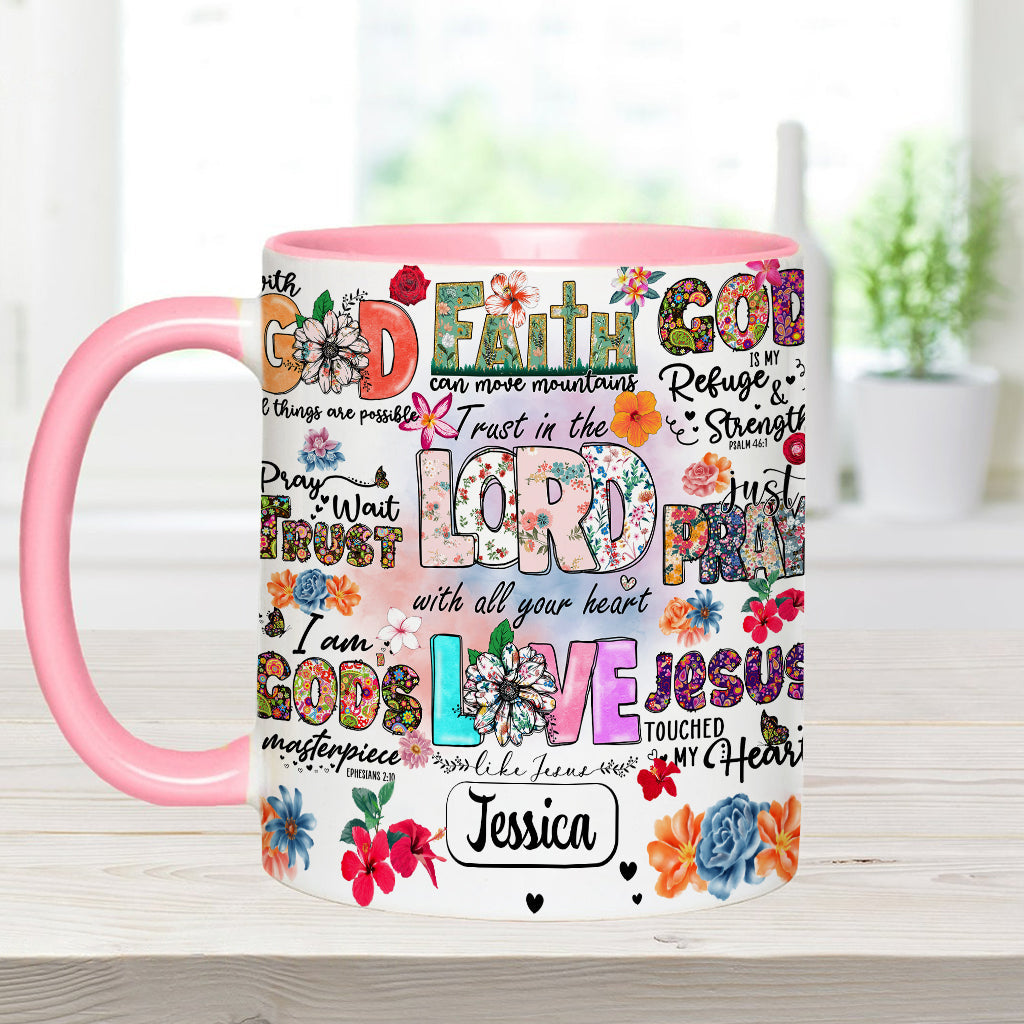 Pray Wait Trust - Personalized Christian Accent Mug