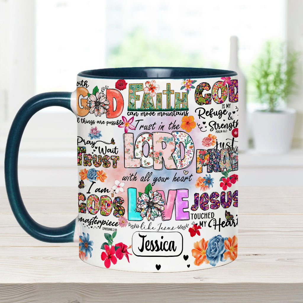 Pray Wait Trust - Personalized Christian Accent Mug
