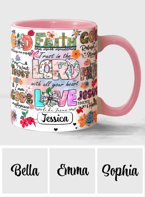 Pray Wait Trust - Personalized Christian Accent Mug