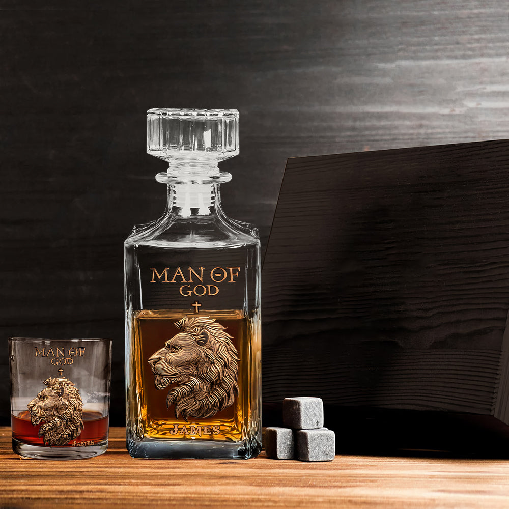 Man Of God - Personalized Christian Whiskey Decanter Set