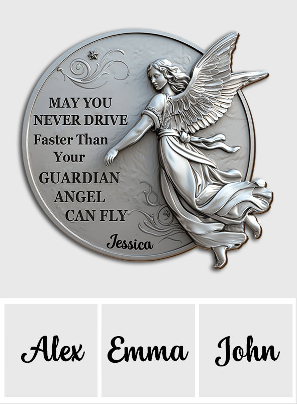 Guardian Angel Flying With You - Personalized Christian Shaped Car Visor Clip