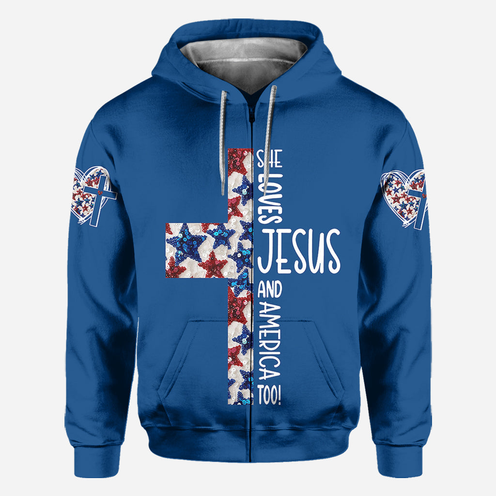 She Jesus And Love America Too - Personalized Christian All Over Shirt