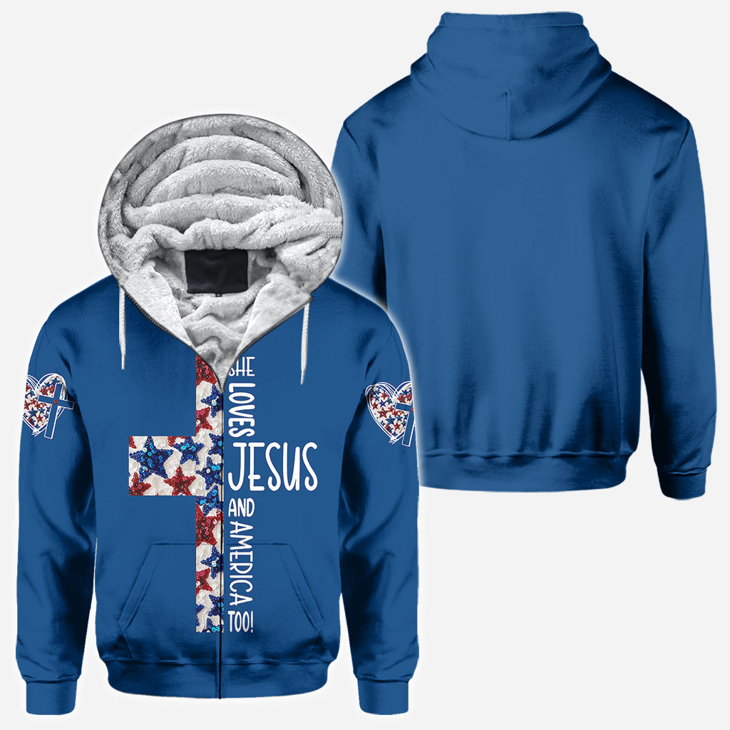 She Jesus And Love America Too - Personalized Christian All Over Shirt