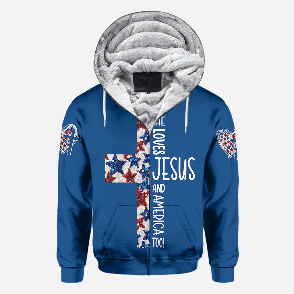 She Jesus And Love America Too - Personalized Christian All Over Shirt