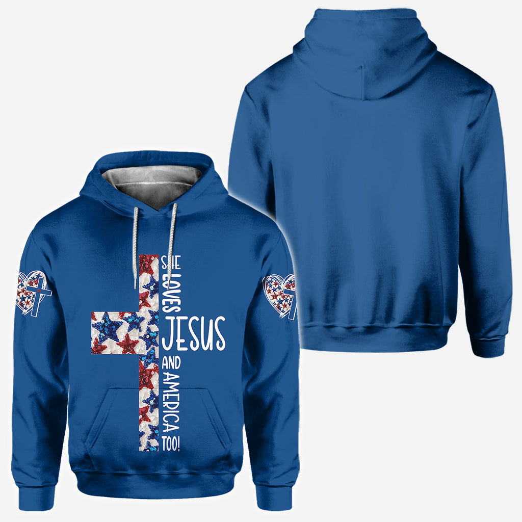 She Jesus And Love America Too - Personalized Christian All Over Shirt