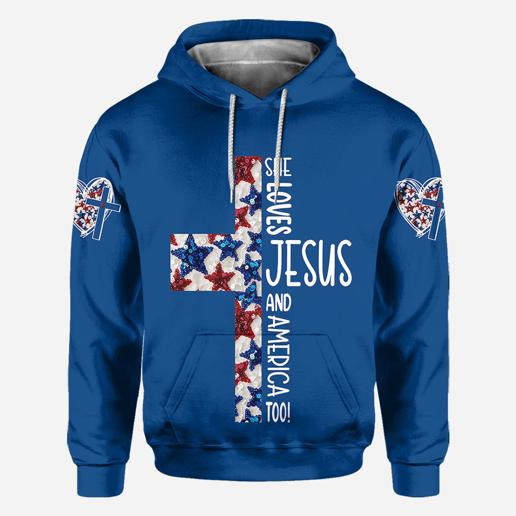 She Jesus And Love America Too - Personalized Christian All Over Shirt