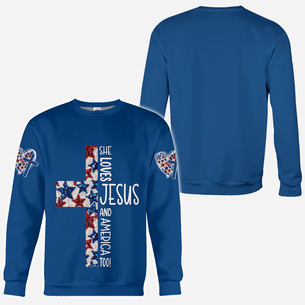 She Jesus And Love America Too - Personalized Christian All Over Shirt