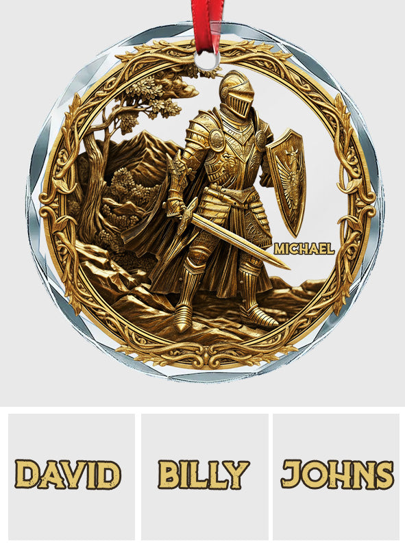 Knight - Personalized Christian Round Shaped Glass Ornament