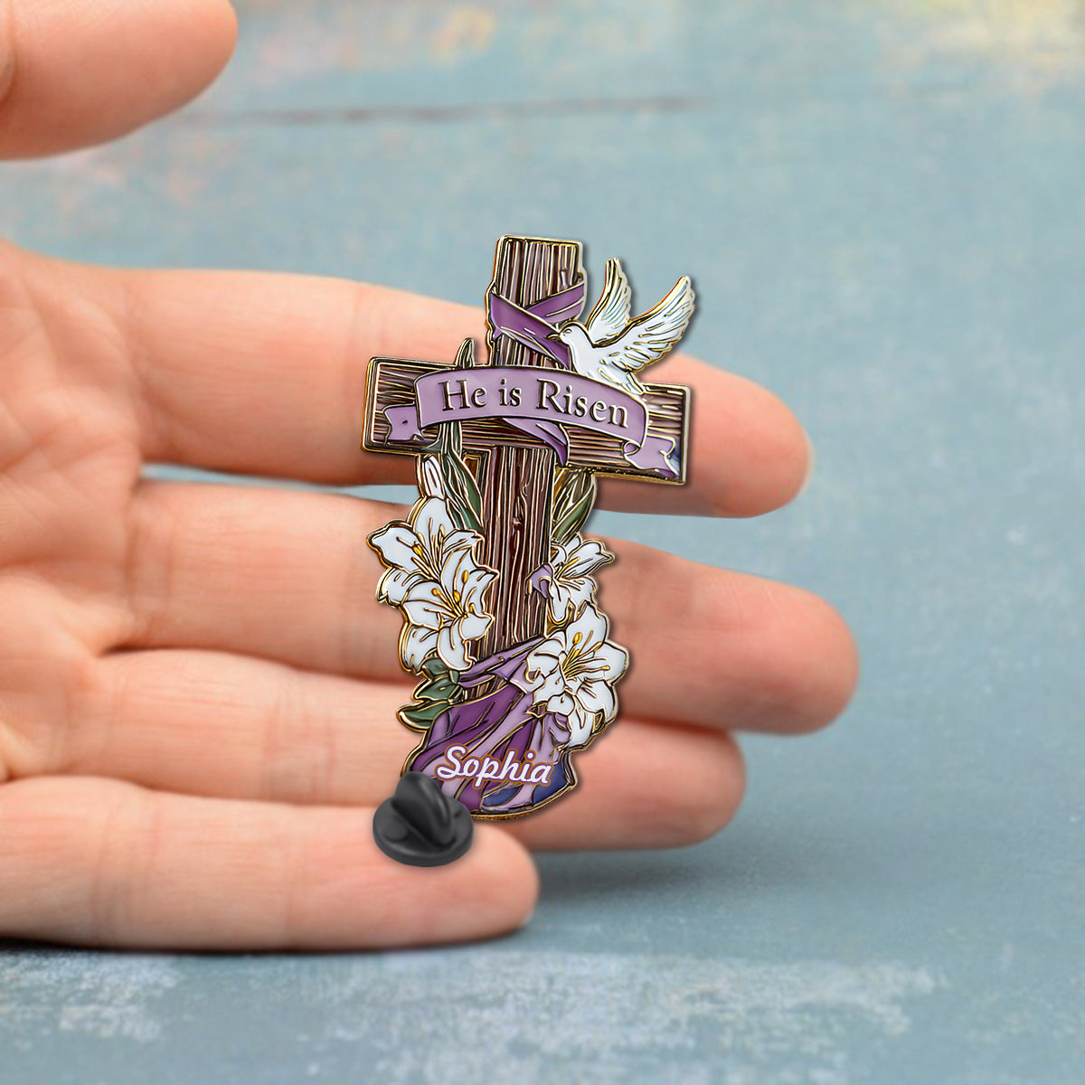 Vintage And Elegant Jesus Cross - Personalized Christian Pin