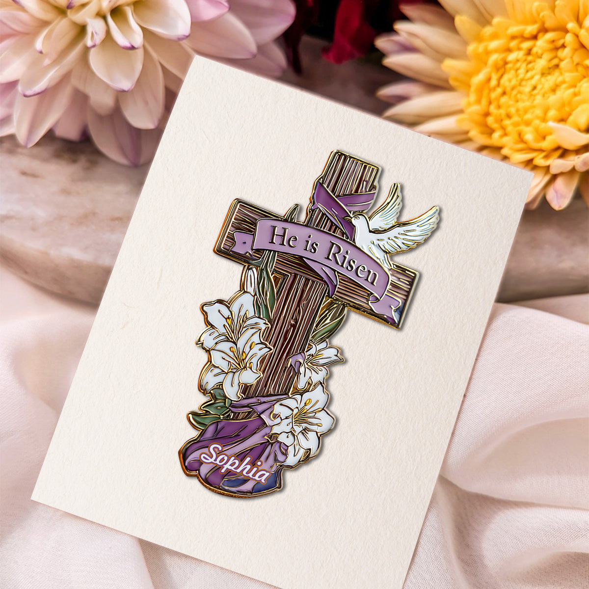 Vintage And Elegant Jesus Cross - Personalized Christian Pin