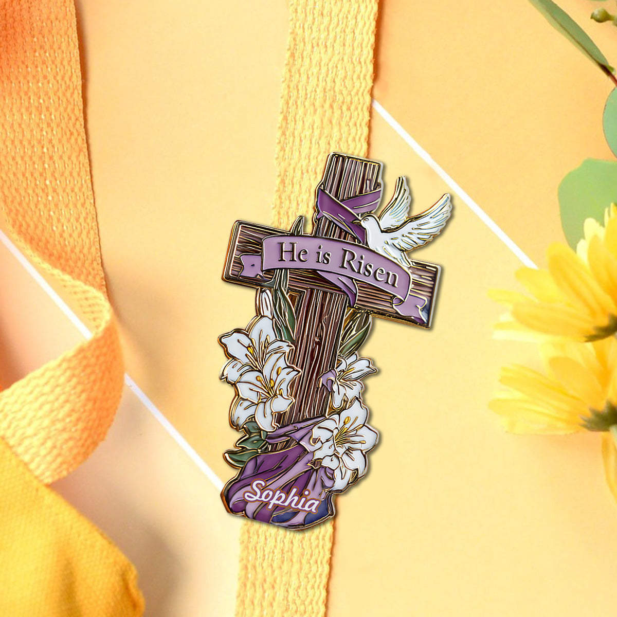Vintage And Elegant Jesus Cross - Personalized Christian Pin