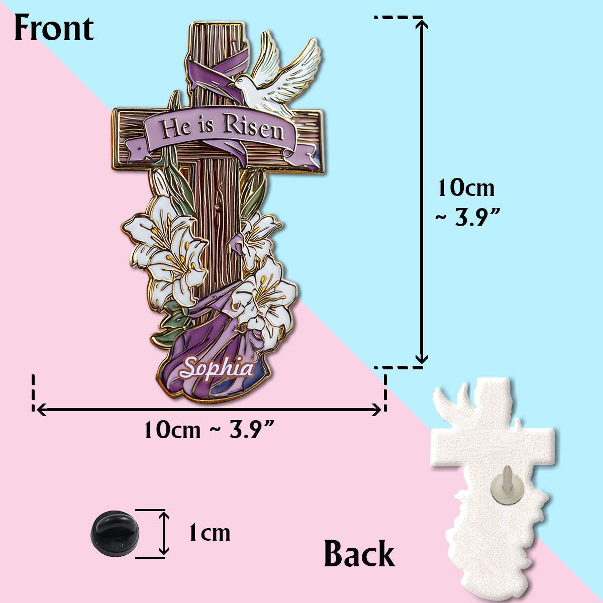 Vintage And Elegant Jesus Cross - Personalized Christian Pin