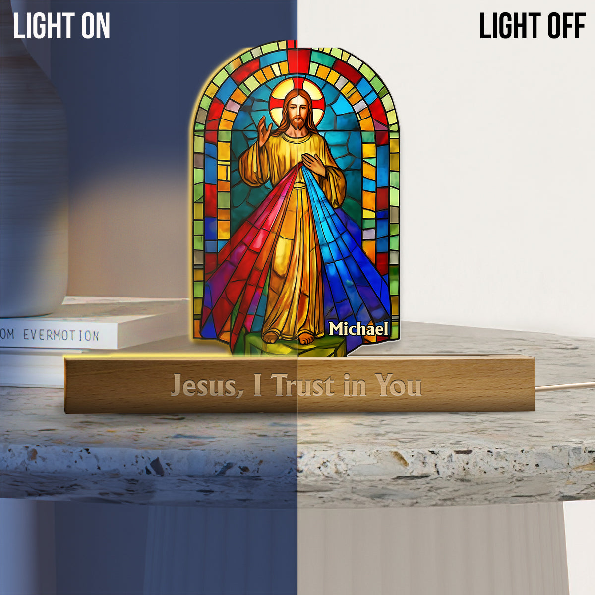 Jesus, I Trust in You - Personalized Christian Shaped Led Night Light