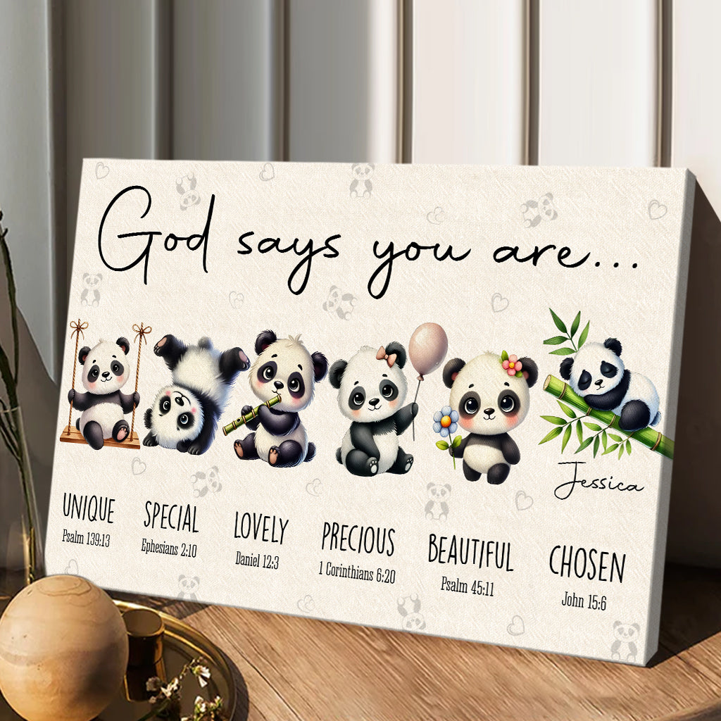 God Says You Are - Personalized Panda Lover Canvas And Poster