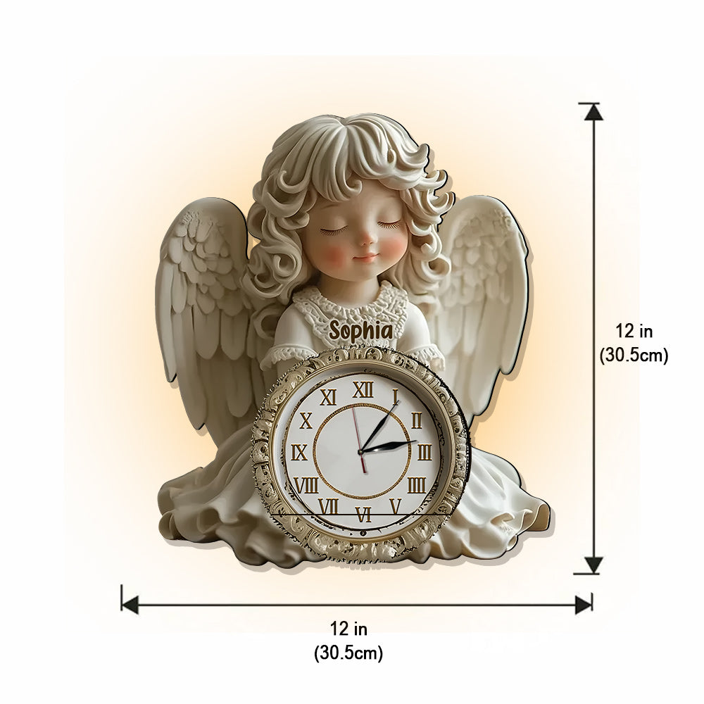 Time Flies, But Angels Keep Watch Over Every Moment - Personalized Christian LED Light Wall Clock