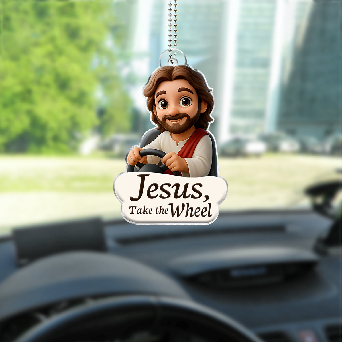 Jesus Take The Wheel - Christian Custom Shaped Car Ornament