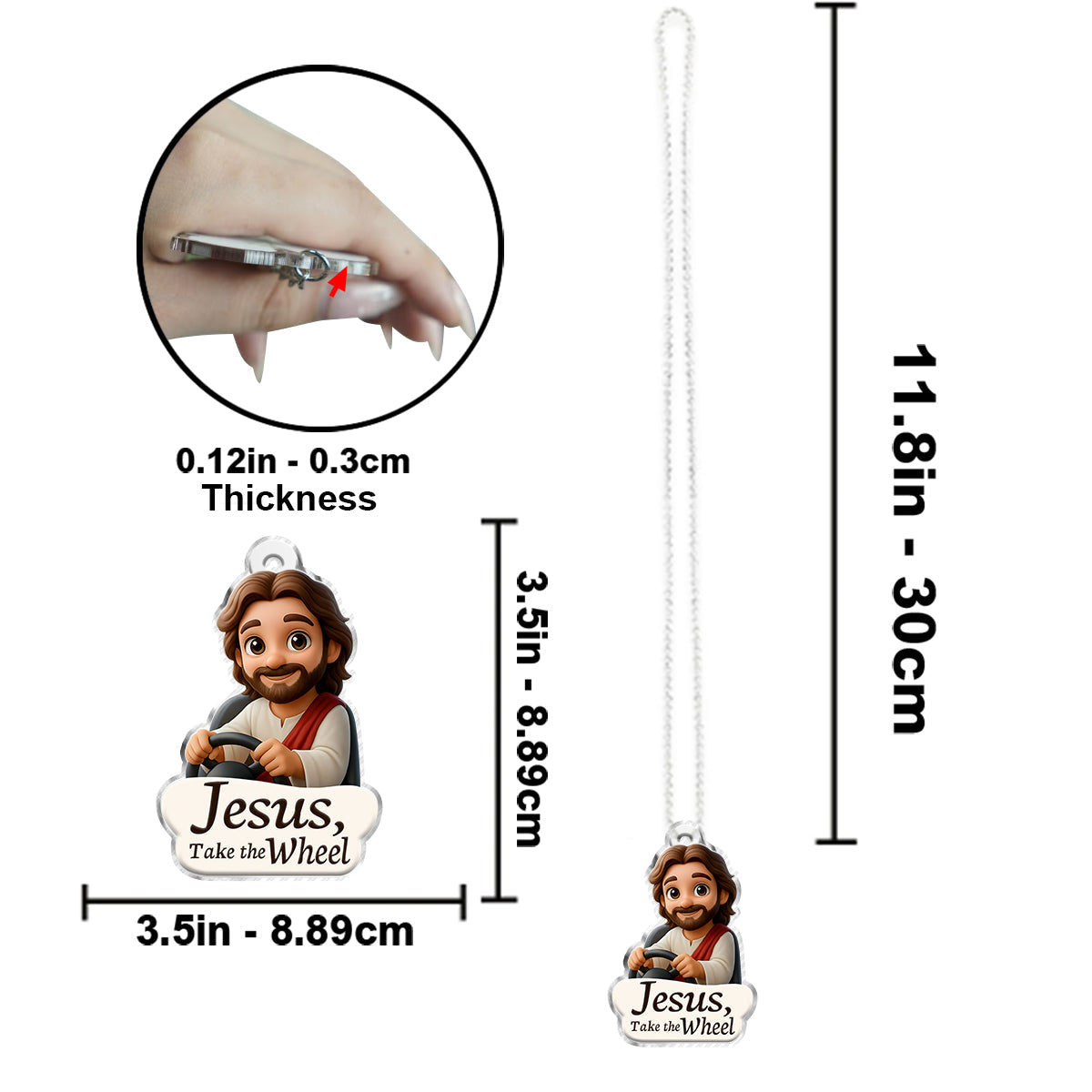 Jesus Take The Wheel - Christian Custom Shaped Car Ornament