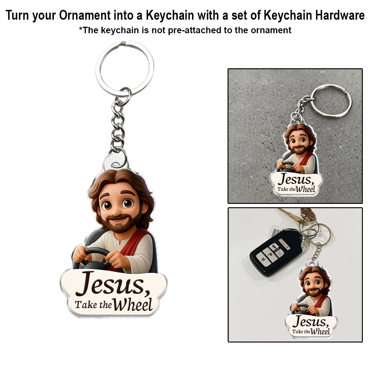 Jesus Take The Wheel - Christian Custom Shaped Car Ornament