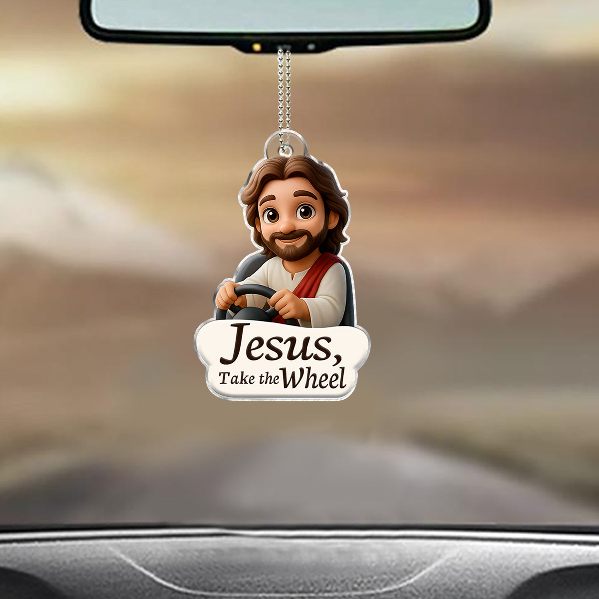Jesus Take The Wheel - Christian Custom Shaped Car Ornament