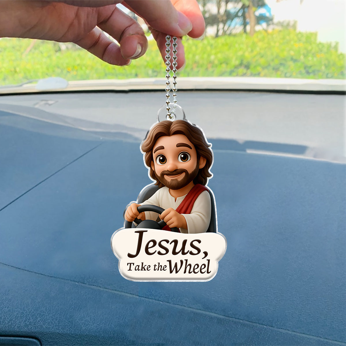 Jesus Take The Wheel - Christian Custom Shaped Car Ornament