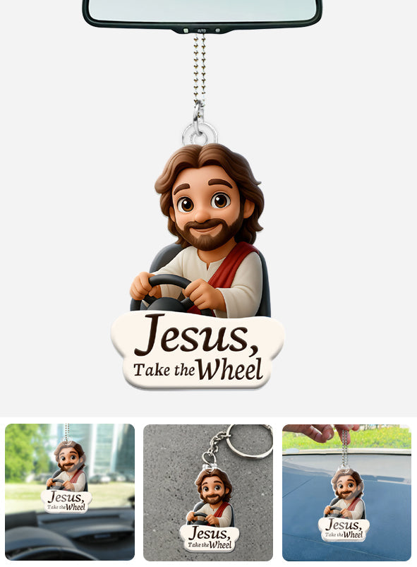 Jesus Take The Wheel - Christian Custom Shaped Car Ornament