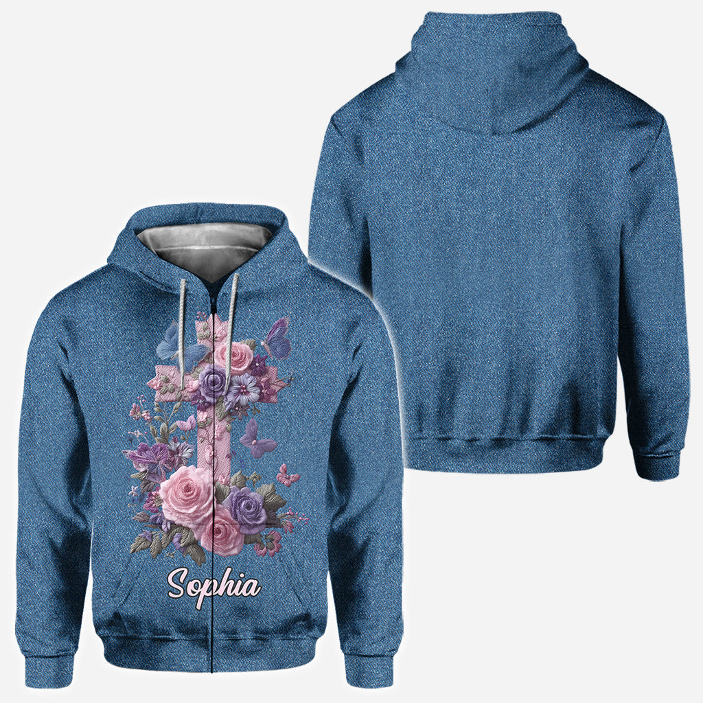 Cross & Floral - Graceful Style Honoring Faith - Personalized Christian All Over Shirt