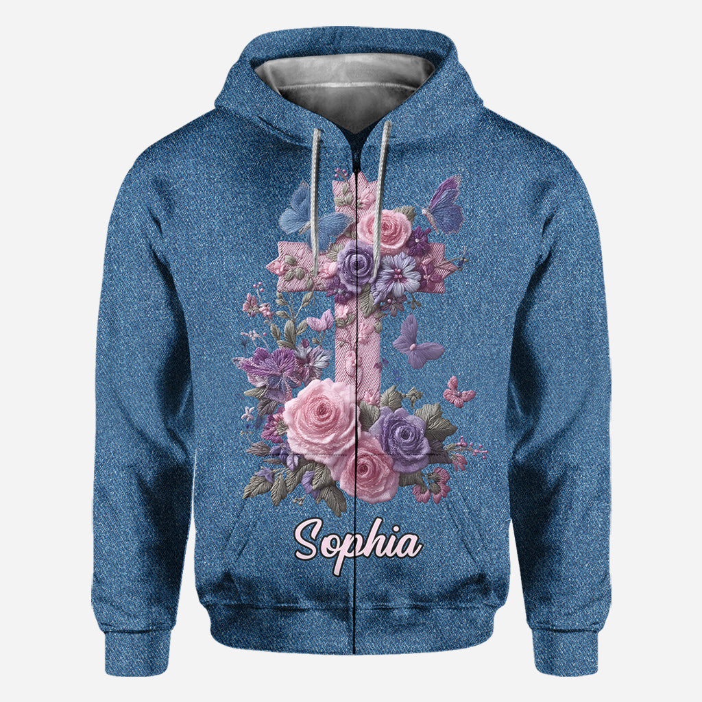 Cross & Floral - Graceful Style Honoring Faith - Personalized Christian All Over Shirt