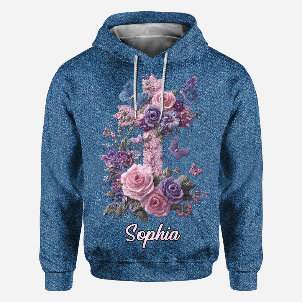 Cross & Floral - Graceful Style Honoring Faith - Personalized Christian All Over Shirt