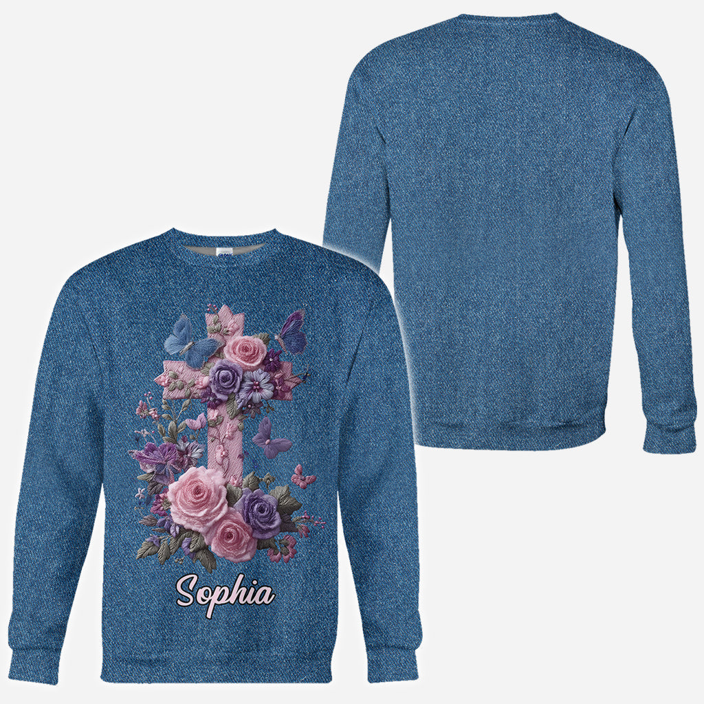 Cross & Floral - Graceful Style Honoring Faith - Personalized Christian All Over Shirt