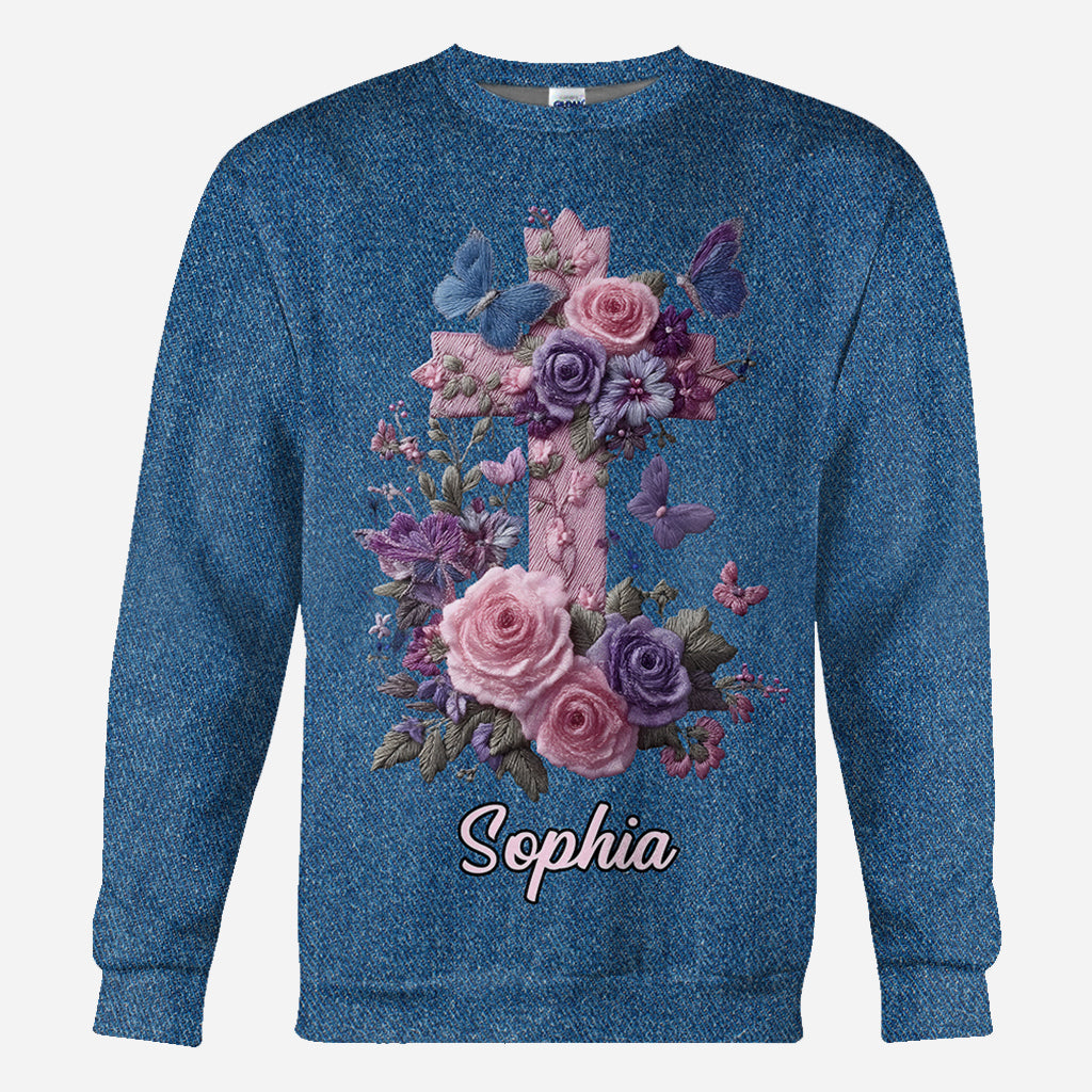 Cross & Floral - Graceful Style Honoring Faith - Personalized Christian All Over Shirt