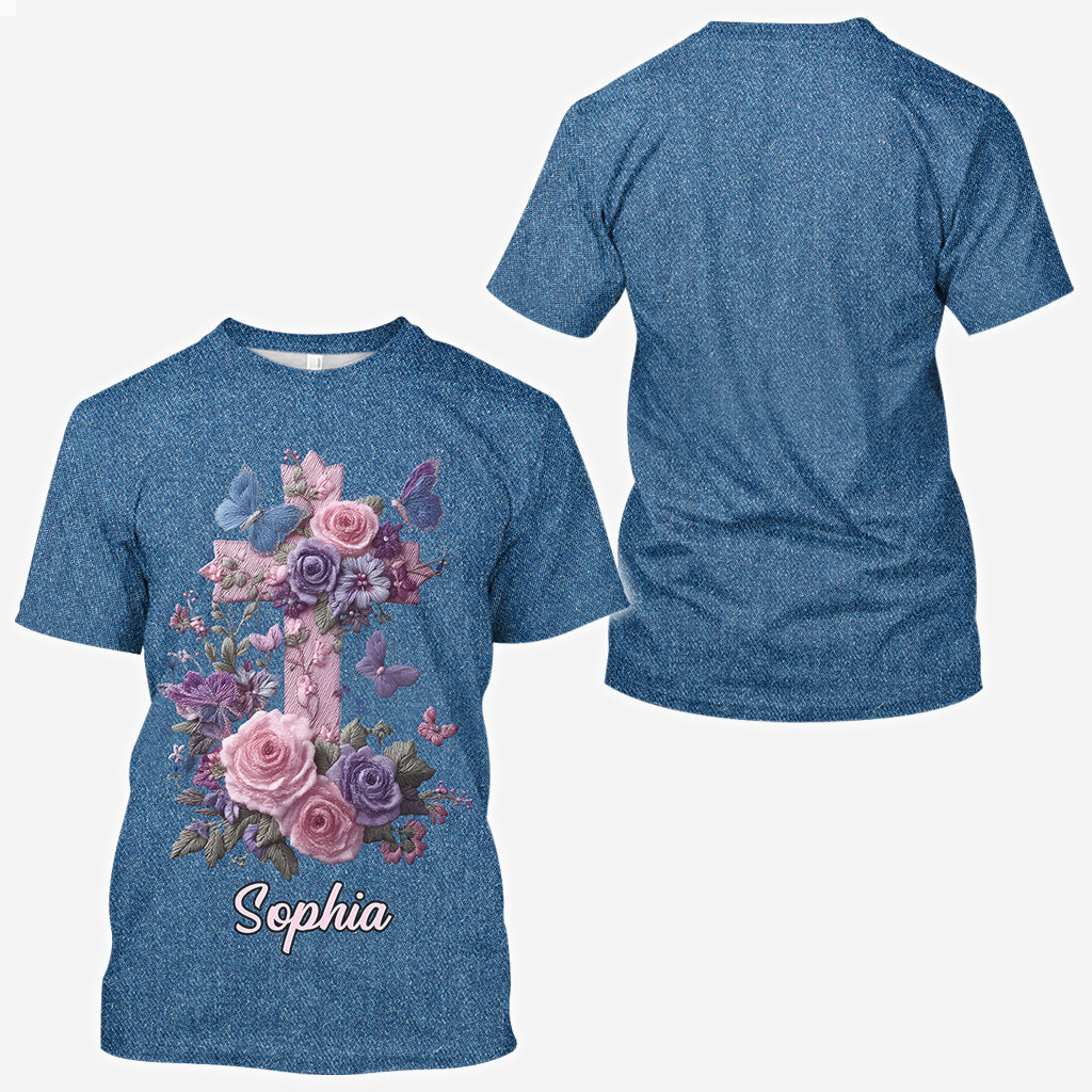 Cross & Floral - Graceful Style Honoring Faith - Personalized Christian All Over Shirt