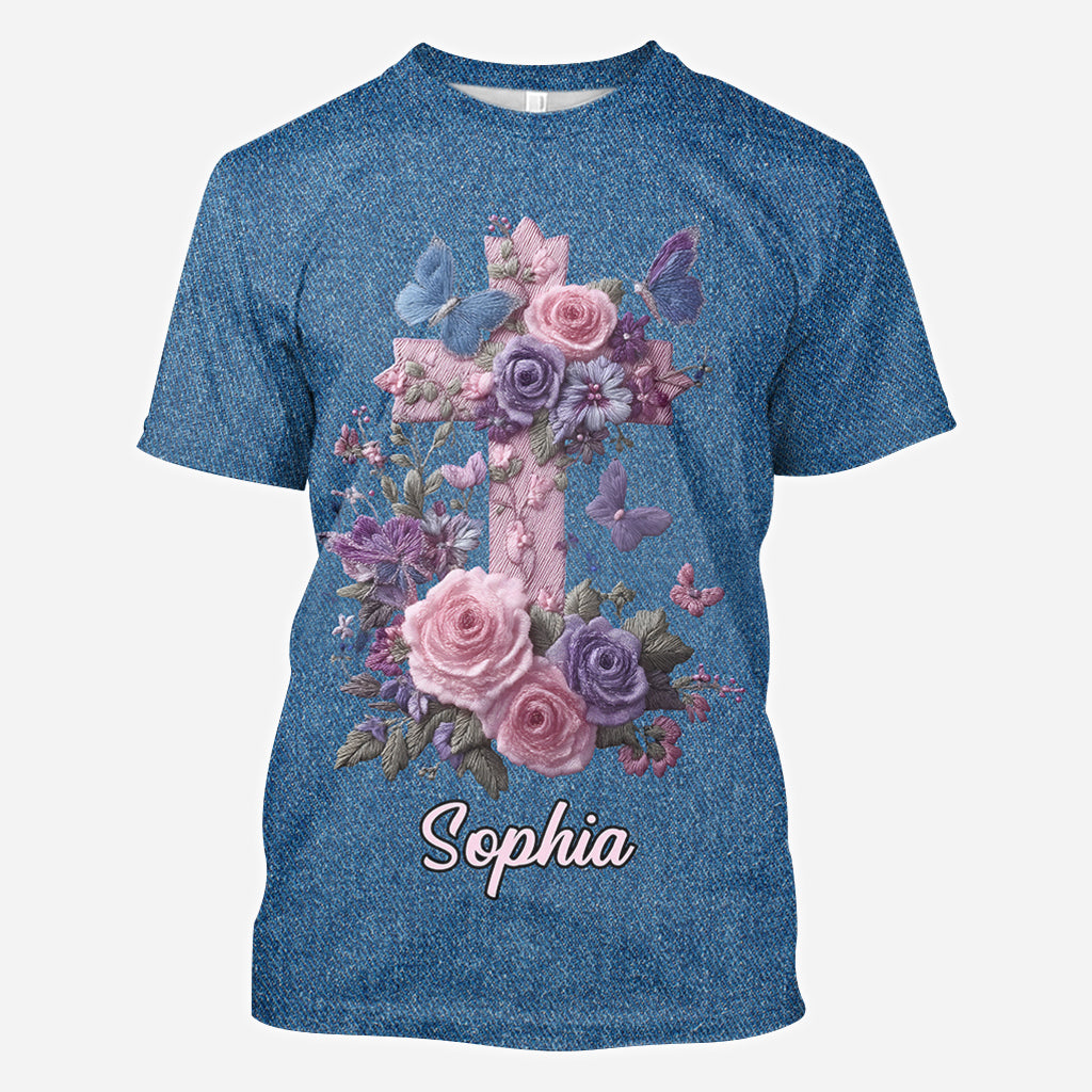 Cross & Floral - Graceful Style Honoring Faith - Personalized Christian All Over Shirt