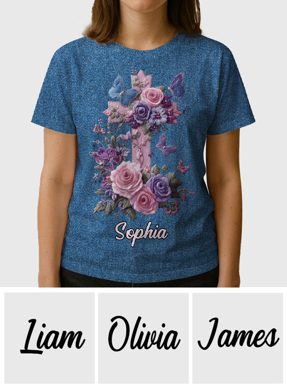 Cross & Floral - Graceful Style Honoring Faith - Personalized Christian All Over Shirt