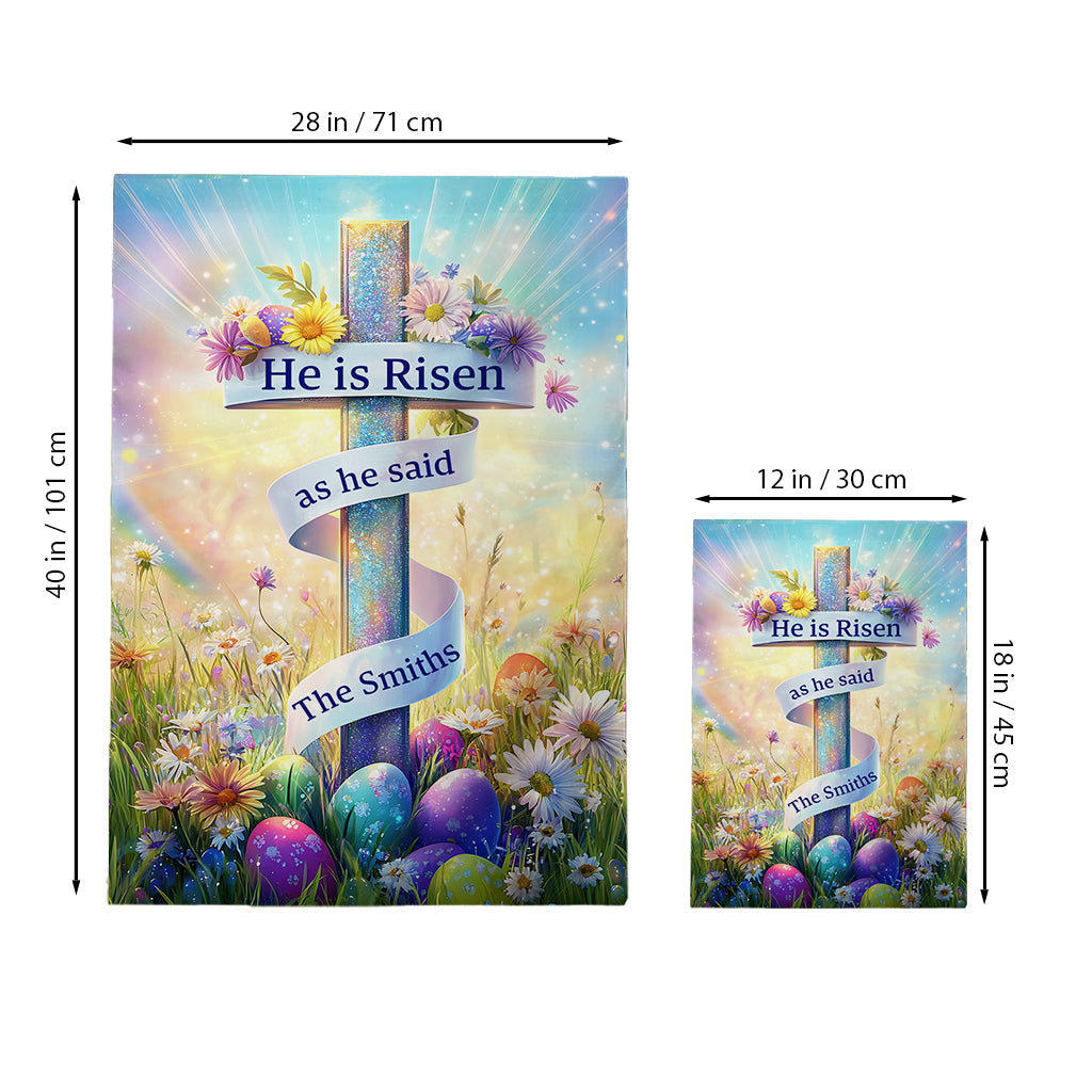 He Is Risen - Personalized Christian House Flag
