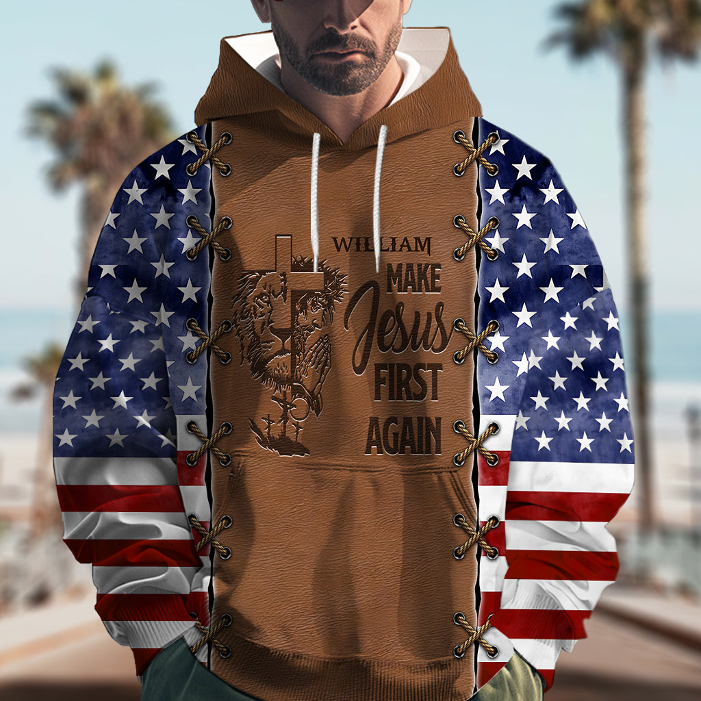Make Jesus First Again - Personalized Christian All Over Print Hoodie & Classic Cap