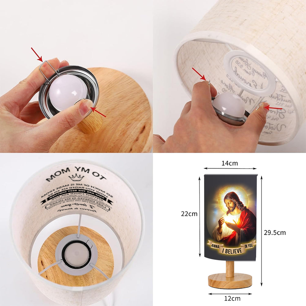 I Believe In You - Personalized Christian Tableside Lamp With Wood Base