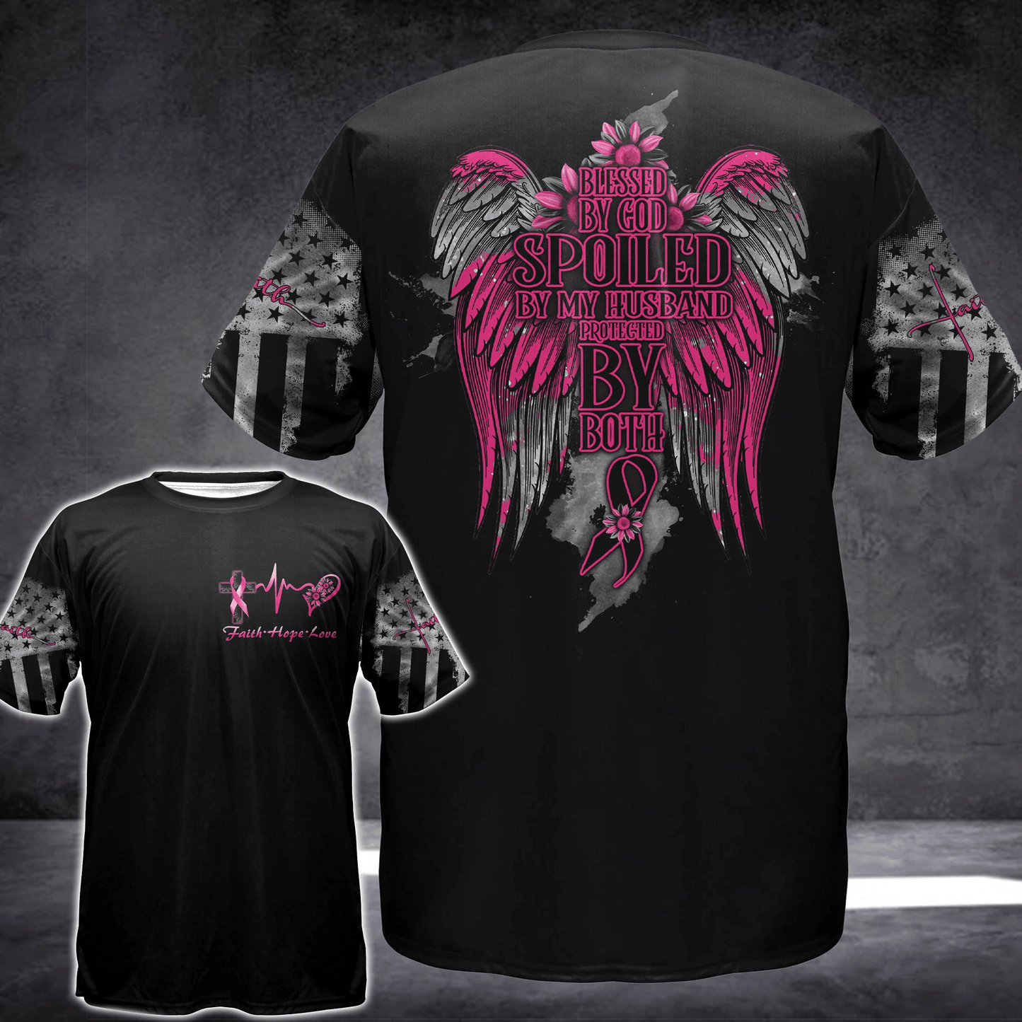 Blessed By God Breast Cancer - Breast Cancer Awareness All Over T-shirt and Hoodie 0822