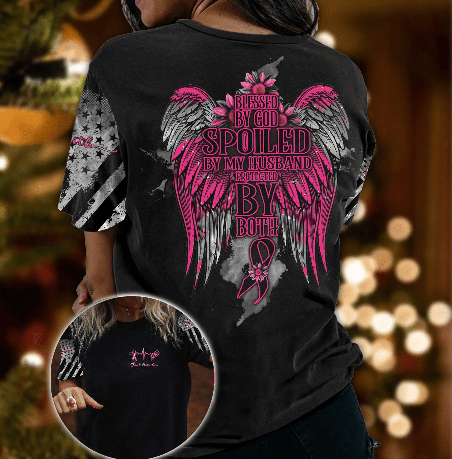 Blessed By God Breast Cancer - Breast Cancer Awareness All Over T-shirt and Hoodie 0822
