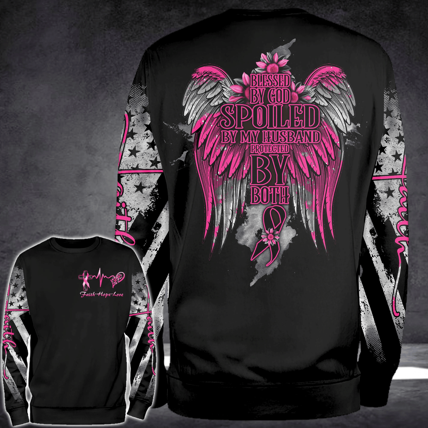 Blessed By God Breast Cancer - Breast Cancer Awareness All Over T-shirt and Hoodie 0822