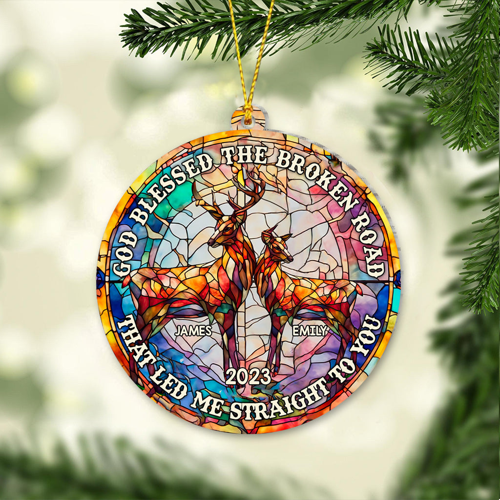 God Blessed The Broken Road - Personalized Hunting Ornament
