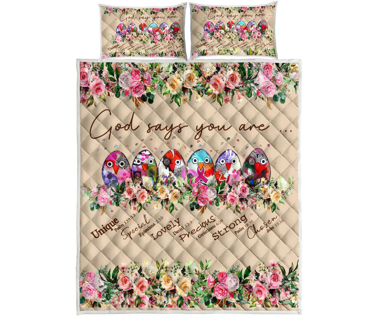God Says You Are Breast Cancer Awareness Quilt Set 0622